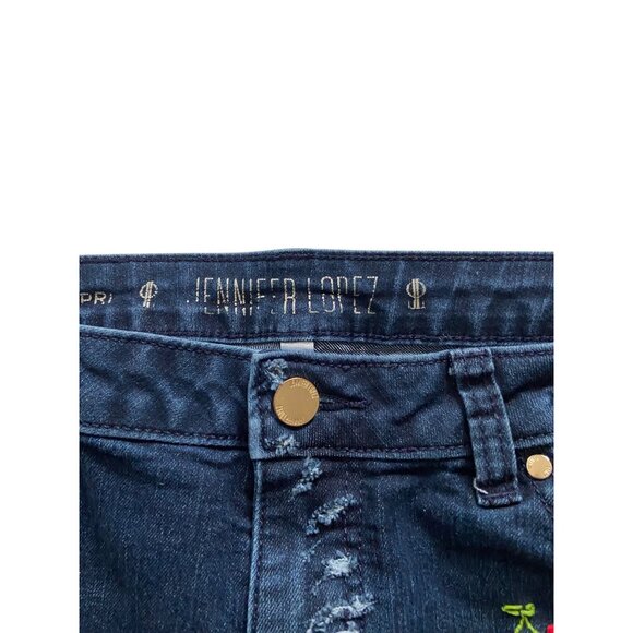 Denim Cherry Embroidered Shorts Blue Size 10 Up-Cycled - Picture 5 of 12